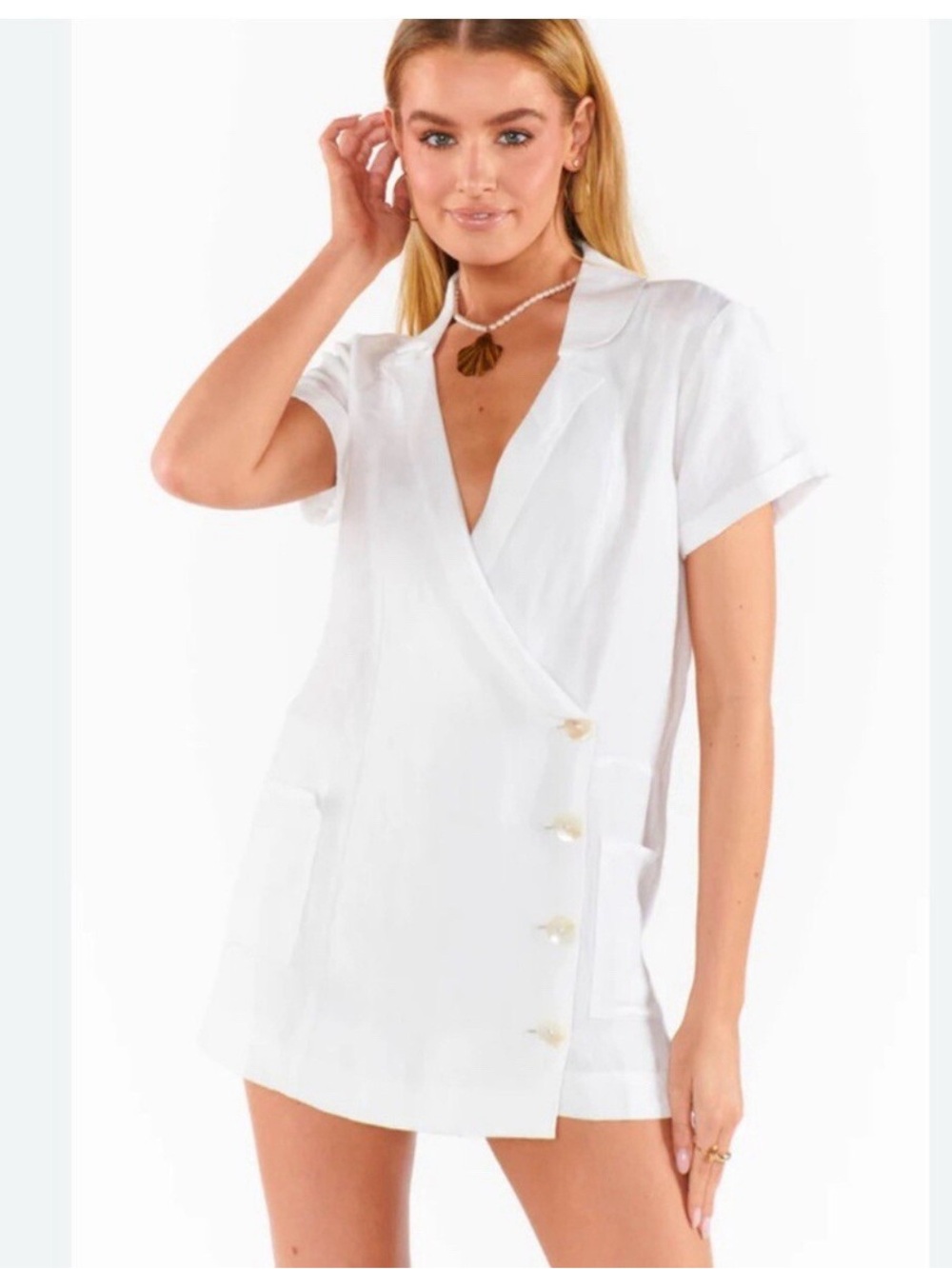Show Me Your MuMu White Short Sleeve Wrap Romper